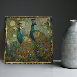 Azulejo Decoración de pared de pavo real Klimt Arte impres