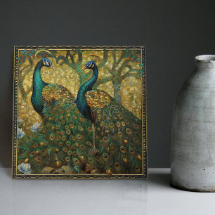 Azulejo Decoración de pared de pavo real Klimt Arte Impres