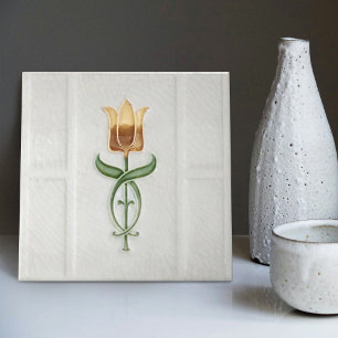 Azulejo Decoración de pared de tulipán amarillo Nouveau Ar