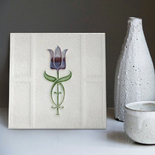Azulejo Decoración de pared de tulipán lavanda Nouveau Art