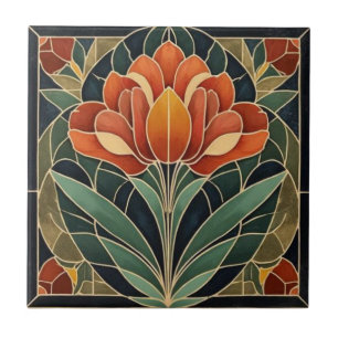 Azulejo Decoración de pared floral abstracta Art Deco de M