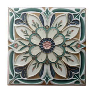 Azulejo Decoración de pared floral abstracta Art Deco de M