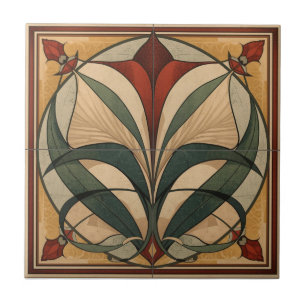Azulejo Decoración de pared floral abstracta Art Deco de M