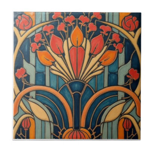 Azulejo Decoración de pared floral abstracta Art Deco de M