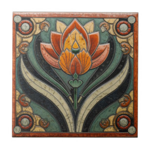 Azulejo Decoración de pared floral abstracta Art Deco de M