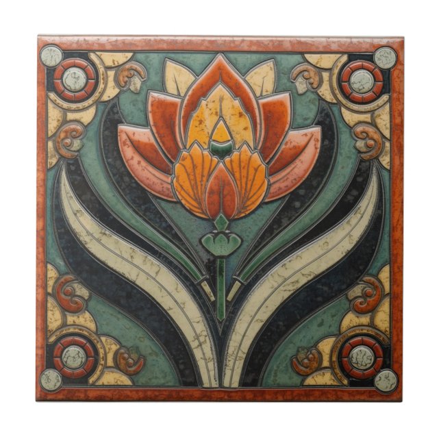 Azulejo Decoración de pared floral abstracta Art Deco de M (Frente)