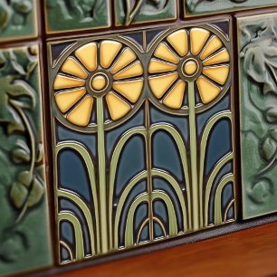 Azulejo Decoración de pared floral Art Deco de girasoles A