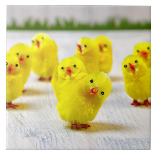Azulejo Decoración de Pascua - Grupo de pollitos (Frente)