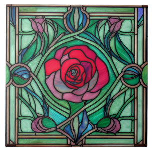Azulejo Decoración de Rosa floral Art Nouveau