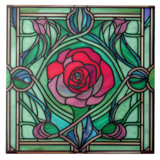 Azulejo Decoración de Rosa floral Art Nouveau