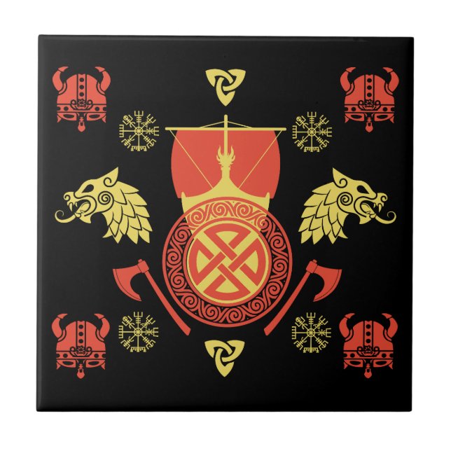 Azulejo Decoración del hogar escandinavo Viking Norsemen (Frente)