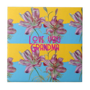 Azulejo Decoración del nombre de la abuela con lirios de l
