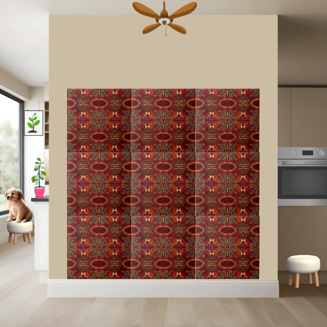 Azulejo Decoración en mosaico de inspiración africana roja (Subido por el creador)