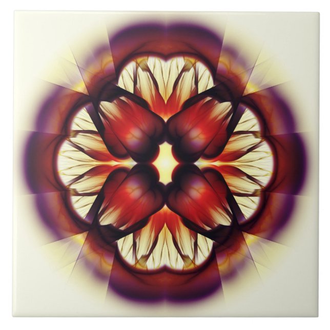 Azulejo Decoración florida y roja (Frente)