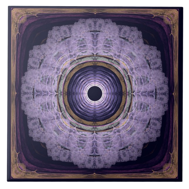 Azulejo Decoración fractal azul redondo (Frente)