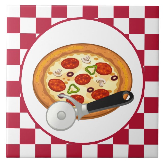 Azulejo decoración fresca de pizzas (Frente)