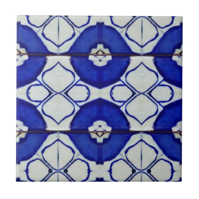 Azulejo Decoración geométrica del mosaico azul marroquí (Frente)