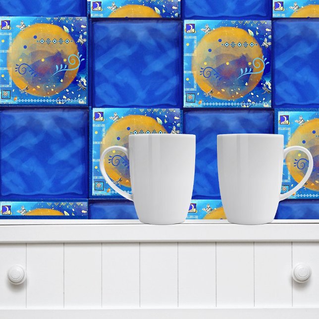 Azulejo Decoración Misty Blue & Golden de arte mexicano de (Subido por el creador)