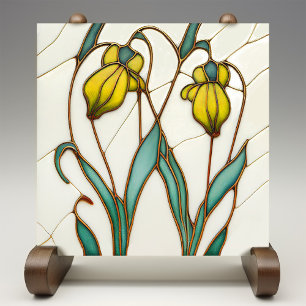 Azulejo Decoración mural de crocus amarillo Art Nouveau Ar
