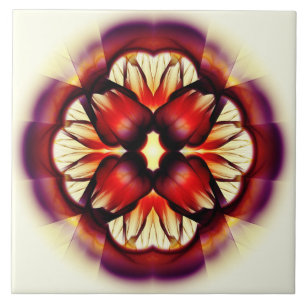 Azulejo Decoración roja simétrica