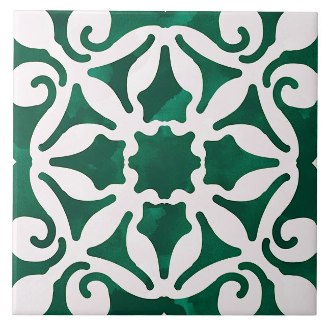 Azulejo Decoración verde estilo mediterráneo (Frente)