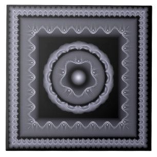 Azulejo decoración visionaria gris fractal