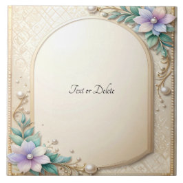 Azulejo Decorative Floral Frame with Pearls Ceramic Tile
