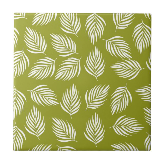 Azulejo Decorative Lime Green Leaves Pattern (Frente)
