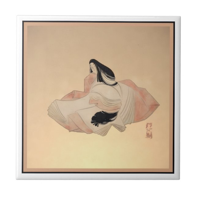 Azulejo Decorative Tile with Ancient Japanese Print (Frente)