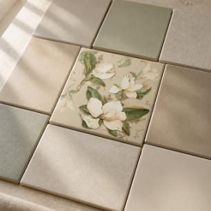 Azulejo Decorativo con Estampado Floral de Magnoli