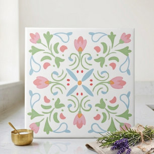 Azulejo Decorativo de Arte Popular Primaveral Flor