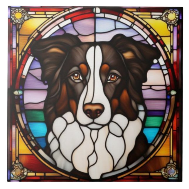 Azulejo Decorativo de Border Collie Adorable (Frente)