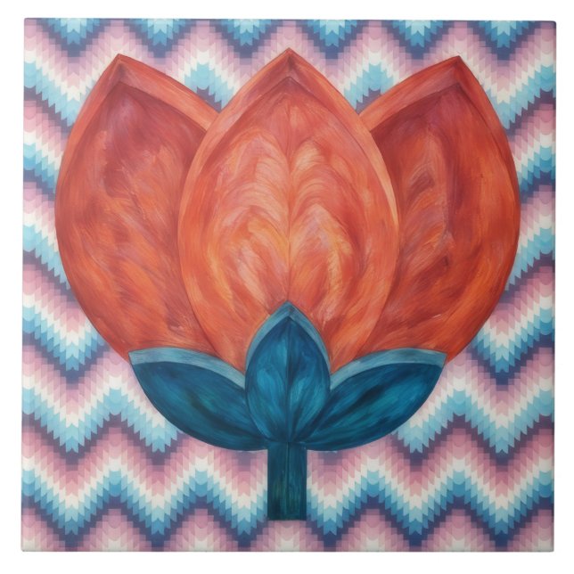 Azulejo Decorativo de Flor de Tulipán de Estilo Su (Frente)