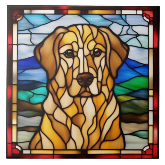 Azulejo Decorativo de Golden Retriever Adorable (Frente)