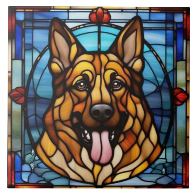 Azulejo decorativo de Pastor Alemán lindo (Frente)