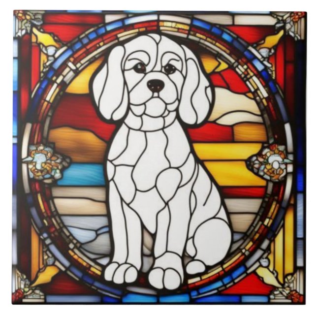 Azulejo Decorativo de Perro Maltés Adorable (Frente)