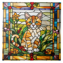 Azulejo Decorativo de Vidrio Emplomado de Gato Ati