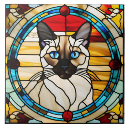 Azulejo Decorativo de Vidrio Emplomado de Gato Sia