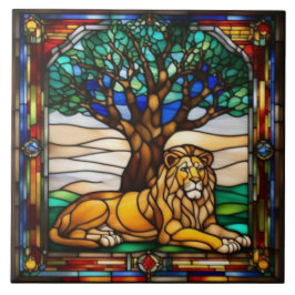 Azulejo Decorativo de Vidrio Emplomado de León