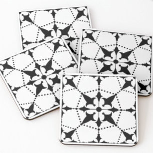 Azulejo Decorativo del patrón blanco geométrico negro