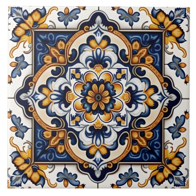 Azulejo Decorativo Floral Botánico Mediterráneo Español (Frente)