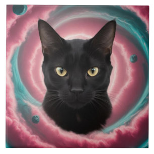 Azulejo Decorativo Giro de Gato Negro