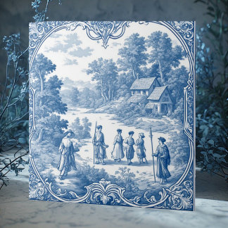 Azulejo Decorativo Toile Escénico Pastoral Provincial Fran