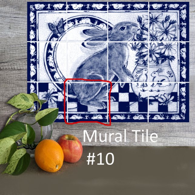 Azulejo Dedham Blue White Rabbit Bunny Mural Tile # 10 (Subido por el creador)
