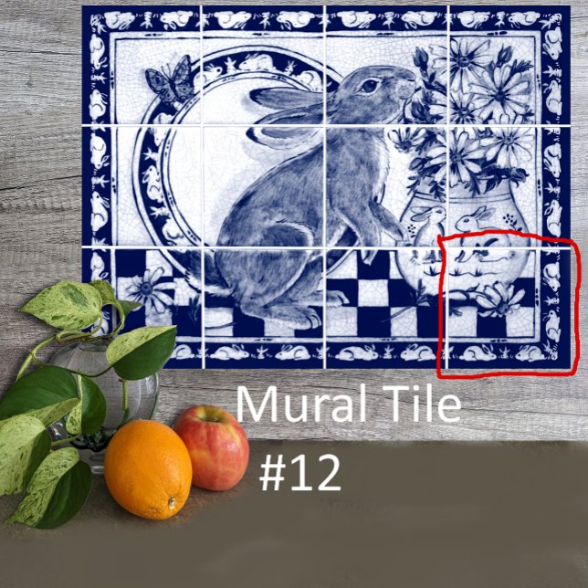Azulejo Dedham Blue White Rabbit Bunny Mural Tile # 12 (Subido por el creador)