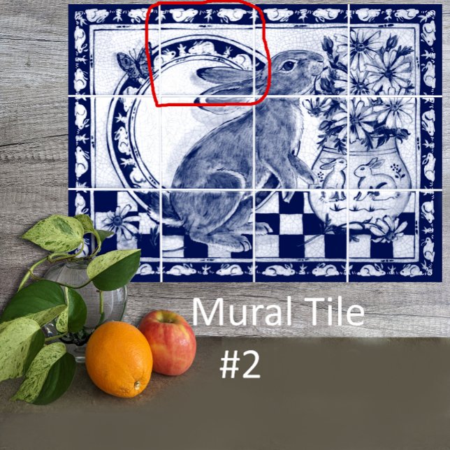Azulejo Dedham Blue White Rabbit Bunny Mural Tile # 2 (Subido por el creador)