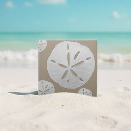 Azulejo Deep Beige & White Tropical Beach Sand Dollar