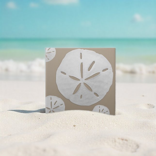 Azulejo Deep Beige & White Tropical Beach Sand Dollar (Subido por el creador)