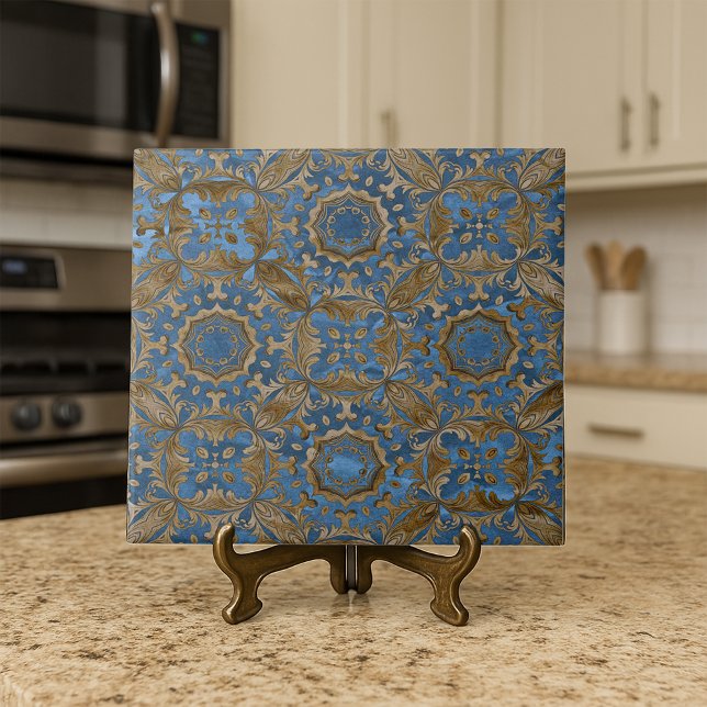 Azulejo Deep Blue and Gold Ornate Medallion Pattern (Subido por el creador)