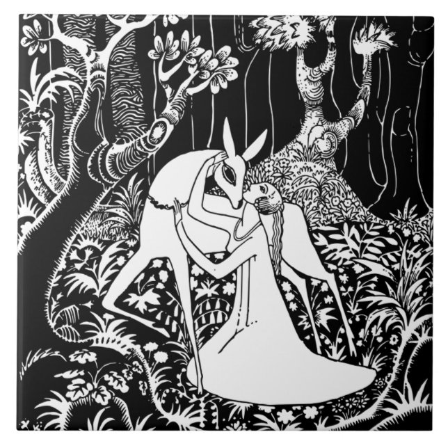 AZULEJO DEER AND WOMAN DECORATIVE TILE (Frente)